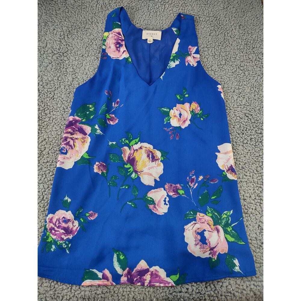 Everly Women's Multi Print V-Neck Racer Back Tank Top Tunic sz Small